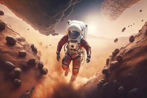 astronaut walking on mars. photo