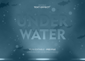 debajo agua letras texto efecto psd