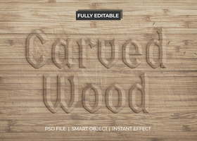 Carved Wood Text Effect psd