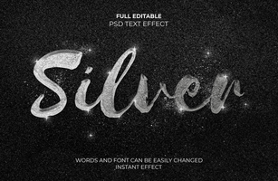 silver text effekt psd