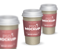 maquette de papier café tasses psd