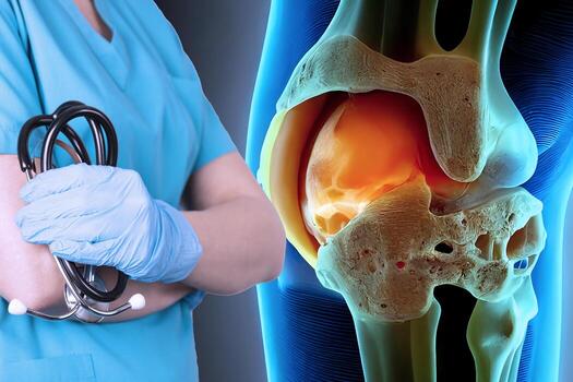 Knee meniscus, knee injury. Advice from a surgeon's doctor. Medical Poster photo