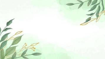 Green watercolor background with leaves animation for wedding invitation video