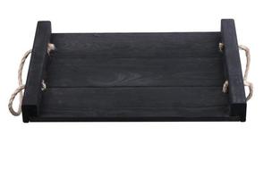 Wooden black tray on a white background. photo