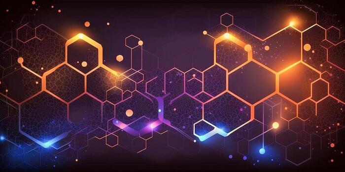 resumen futurista hexagonal alto tecnología concepto antecedentes. vistoso geométrico hexagonal antecedentes. generativo ai ilustración. foto