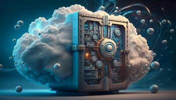 Abstract futuristic cloud computing technology concept background. Complex high technology circuit board. illustration. photo
