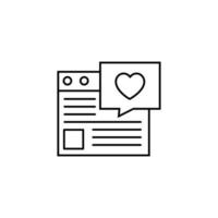 Heart inside of Dialog Window Isolated Line Icon. It can be used for websites, stores, banners, fliers. vector