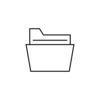 Documents in Folder on Computer Isolated Line Icon. It can be used for websites, stores, banners, fliers. vector