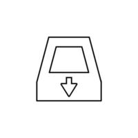 Arrow Down on Inbox Isolated Line Icon. Editable stroke. It can be used for websites, stores, banners, fliers vector