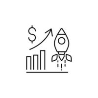 Rocketship by Dollar and Progress Bar Isolated Line Icon. It can be used for websites, stores, banners, fliers. vector