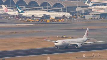 HONG KONG NOVEMBER 10, 2019 - DragonAir Airbus A330 B HYF taking off from Chek Lap Kok International Airport, Hong Kong video