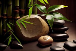 Bamboo and stones in a wellness spa. . Digital Art Illustration photo