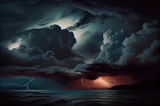 Dark moody storm clouds, Ominous warning. . Digital Art Illustration photo