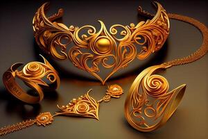 Golden Jewelry. . Digital Art Illustration photo