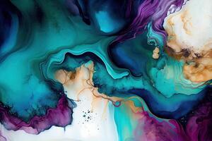 Marble Ink Abstract Art Colorful Background. Painting was painted on high quality paper texture. . Digital Art Illustration photo