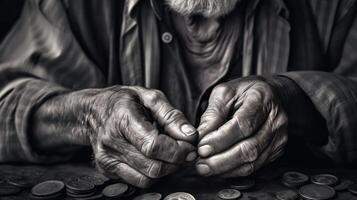 hands of an old woman asking for help money photo