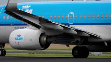 AMSTERDAM, THE NETHERLANDS JULY 25, 2017 - KLM Boeing 787 Dreamliner PH BGX accelerate before departure at runway 36L Polderbaan. Shiphol Airport, Amsterdam, Holland video
