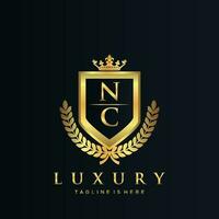 NC Letter Initial with Royal Luxury Logo Template vector