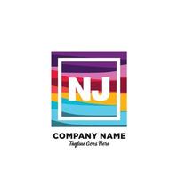 NJ initial logo With Colorful template vector. vector