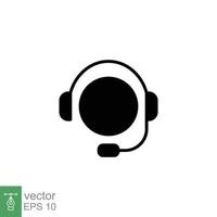 llamada centrar operador icono. contento operador, línea directa Servicio apoyo en auriculares concepto. sencillo sólido estilo. negro silueta, glifo símbolo. vector ilustración aislado en blanco antecedentes. eps 10