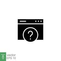 FAQ icon. Frequently asked question, web page, browser window, helpdesk concept. Simple solid style. Black silhouette, glyph symbol. Vector illustration isolated on white background. EPS 10.