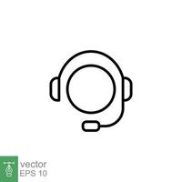 llamada centrar operador icono. contento operador, línea directa Servicio apoyo en auriculares concepto. sencillo contorno estilo. Delgado línea símbolo. vector ilustración aislado en blanco antecedentes. eps 10