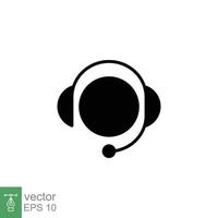 Call center operator icon. Happy operator, hotline service support in headset concept. Simple solid style. Black silhouette, glyph symbol. Vector illustration isolated on white background. EPS 10.