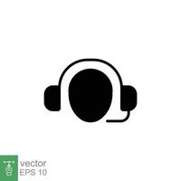 llamada centrar operador icono. contento operador, línea directa Servicio apoyo en auriculares concepto. sencillo sólido estilo. negro silueta, glifo símbolo. vector ilustración aislado en blanco antecedentes. eps 10