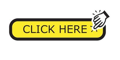 Click here button with hand pointer clicking. vector