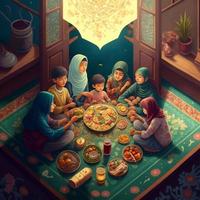 ramzan Mubarak contento Ramadán eid festivo ai generado foto