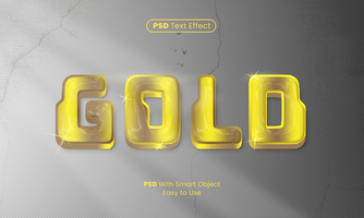 oro 3d texto efecto editable brillante y brillante modelo psd