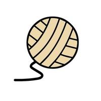 Ball of wool threads. Device for knitting and hobbies. Cartoon outline illustration. Hand made product vector