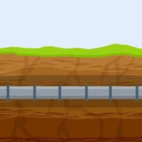 subterráneo tubería. aguas residuales sistema. un petróleo tubería en el suelo. naturaleza y suelo. plano ilustración. alcantarilla y agua suministro tubo vector