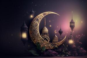 ramzan Mubarak contento Ramadán eid festivo ai generado foto