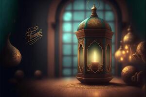 ramzan Mubarak contento Ramadán eid festivo ai generado foto