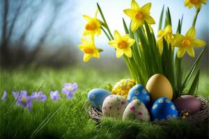 Happy Easter 4K AI Images of Easter Egg Easter Bunny photo