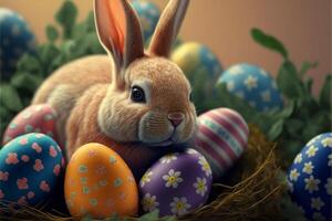 Happy Easter 4K AI Images of Easter Egg Easter Bunny photo