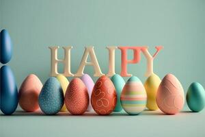 AI Images of happy easter with easter egg and easter bunny photo