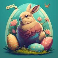 Happy Easter 4K AI Images of Easter Egg Easter Bunny photo