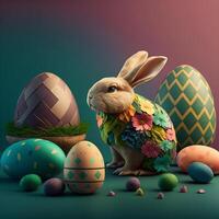 Happy Easter eggs easter bunny 4K HD AI Generated Images for Wallpaper and easter wishes photo