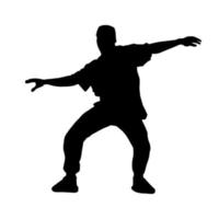 Silhouette of a male dancer performing. Silhouette of a man dancing pose. vector