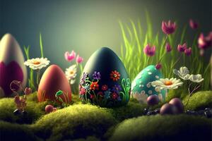 Happy Easter eggs easter bunny 4K HD AI Generated Images for Wallpaper and easter wishes photo