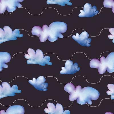 Seamless pattern with clouds on a dark background