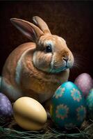 Happy Easter 4K AI Images of Easter Egg Easter Bunny photo