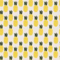 A seamless pattern of pineapples with green leaves on a light background. vector