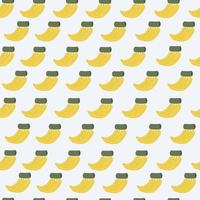 Seamless pattern with a yellow banana on a blue background. vector