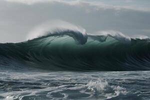 lado ver a grande Oceano ola, creado con generativo ai foto