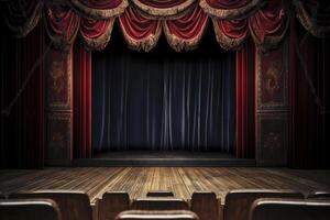 Vintage theater stage, created with generative AI photo