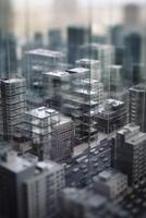 Modern contemporary style model buildings with tilt shift effect, created with photo