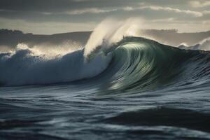 lado ver a grande Oceano ola, creado con generativo ai foto